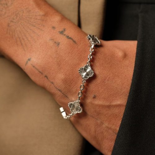 Men's Sterling Silver Clover Bracelet
