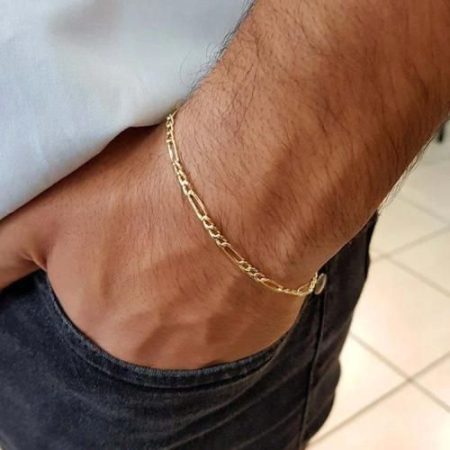 Pulseira Masculina Fígaro - Banhada Em Ouro 18K - Tri Gata Semijoias